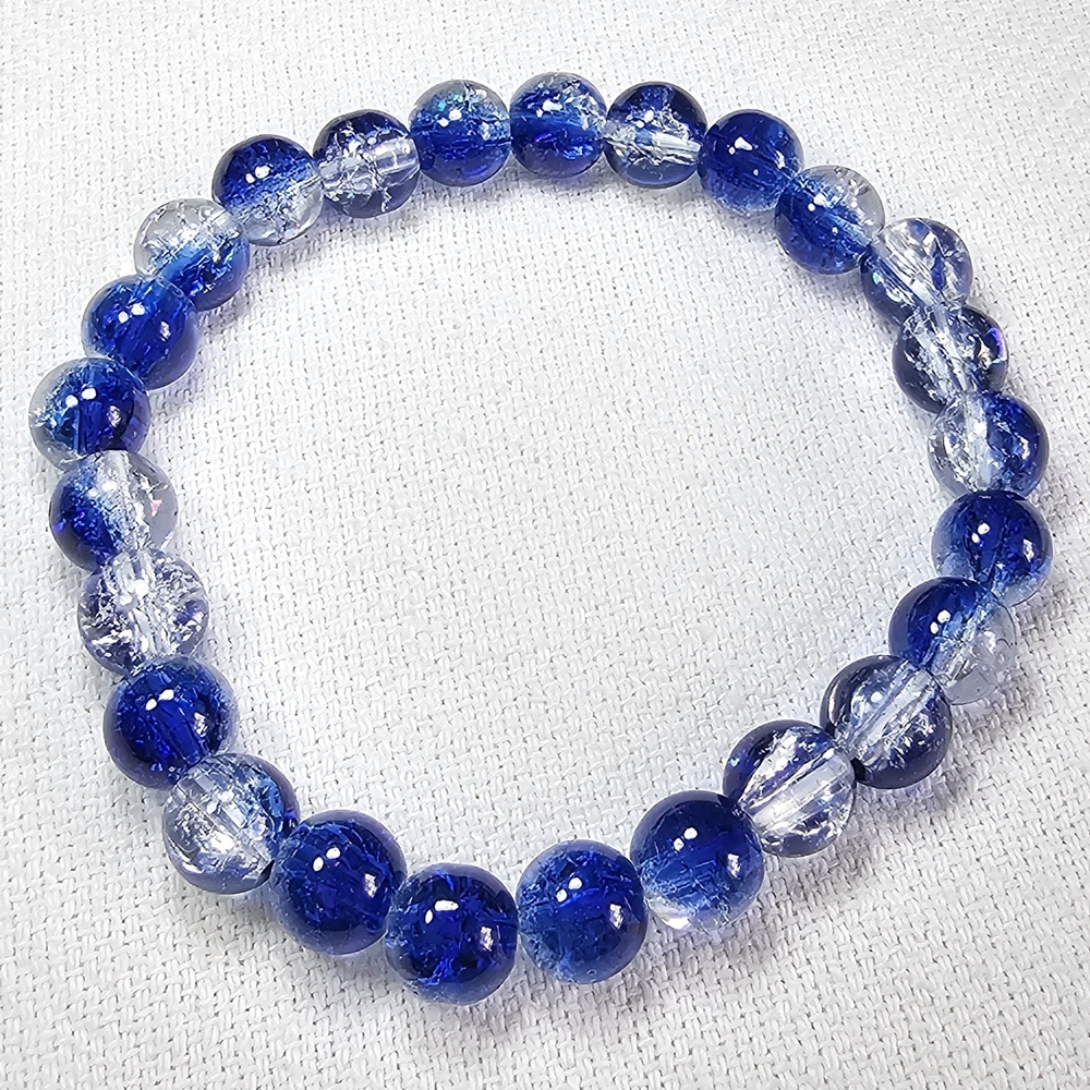 Elegant Blue & Clear Crystal Bead Bracelet